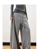 KYLETHOMASW  -  Unique Street Low Waist Patchwork Design Casual Pants Women Autumn Winter New Sle Slim Straight Leg Floor-Length Pants American