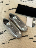 KYLETHOMASW  -  Spring New Silver Loafers Round Toe Flat Lace-up Soft and Comfortable Daily Leisure Sports Office Commuter Lady Single Shoe