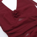 KYLETHOMASW  -  Pure Desire War Robe Advanced Sense Red V-neck Neck Dress Female Royal Sister Style Sexy Hot Girl Hip Skirt
