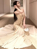 KYLETHOMASW  -  Evening Dresses Women Halter Sequins Wedding Party Backless Slim Sexy Mermaid Shiny Dress Cocktail Birthday Banquet