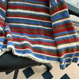 KYLETHOMASW  -  Korea Chic Unique Casual Panelled Stripe Pullovers Loose Lazy All-match Slim Jumper Trendy Hot Sell Elegant Temperament Sweaters