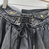 KYLETHOMASW  -  Y2K Women All-match Clothing High Waist Drawstring Strap Design Irregular Hem Black Skirt With Belt Summer Skirts