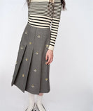 KYLETHOMASW  -  Vintage Diamond Beading Skirts for Women Summer New Preppy High Waist Slim A-line Pleated Skirt Y2k Jupe Faldas Muje Saia K488
