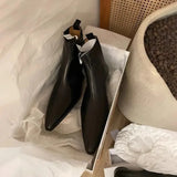 KYLETHOMASW  -  Retro Short Boots Women's Autumn/Winter Genuine Leather Pointed Chelsea Boots Womens Flat Bare shoes for Women Thin shoes Women