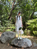 KYLETHOMASW  -  Women's Korean Dongdaemun design back lace dress + ruffled patchwork shorts two-piece set