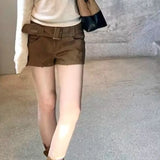 KYLETHOMASW  -  Y2k Suede Shorts Mujer Solid Autumn Winter Hot Sexy Woman Pants High Waist Korean Fashion Retro Pantalones Mujer