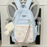 KYLETHOMASW  -  Women Students Sweet Patchwork Contrast Color Backpack Preppy Y2k Aesthetic Cute Schoolbags High-capacity Kawaii Chic Backpacks