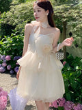 KYLETHOMASW  -  Sweet Fairy Mini Dress Elegant Strapless Off Shoulder Princess Ruffles Birthday Party Dresses Summer Ball Gown Short Vestidos