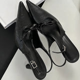 KYLETHOMASW  -  Elegant Butterfly-knot Thin Heels Women Pumps Slingbacks Shoes Fashion Buckle Strap Banquet Zapatos De Mujer