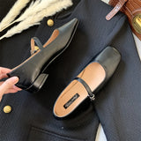 KYLETHOMASW  -  Spring Autumn Flat mary janes shoes woman candy color soft leather ballet flats ankle strap comfy mocaasins for woman