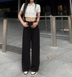 KYLETHOMASW  -  Autumn New Women's Casual Wide Leg Suit Pants Korean Elegant Office Solid Color High Waist Loose Plus Size Long Trousers Female