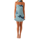 KYLETHOMASW  -  new model, fashion style, sweet temperament, printed scarf, mini dress