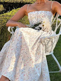 KYLETHOMASW  -  Ladies Floral Print Vacation Slim Fashion Dress Women Sleeveless Backless Maxi Dresses Elegant Evening Party Graduation Robe