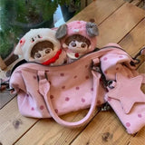 KYLETHOMASW  -  Korean Sweet Cute Polka Dot Handbag Women Star Suede Large Capacity Boston Bag Ladies Harajuku Fashion Casual Crossbody Bag Chic