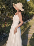 KYLETHOMASW  -  Women Vacation Clothes White Asymmetrical Sexy Sling Backless Bandage Slim Long Dress Elegant Party Birthday Vestidos Robe Beach