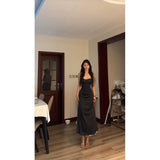 KYLETHOMASW  -  Black Strap Elegant Dress Women Black Satin Sleeveless Dress Elegant Lace Detail for Evening Gown Look and Formal Wear 2025 New