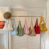 KYLETHOMASW  -  Women's Knitted Hollow Tote Bag Fresh Casual Aesthetic Daily Travel Shoulder Hobo Bag New Soft Fashion Simple Handbags