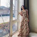 KYLETHOMASW  -  French Elegant 2000s Vintage Dress Women Floral Floor-Length Sexy Wedding Party Long Boho Dress Beach Style 2024 Summer Y2k Chic