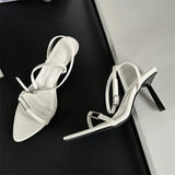 KYLETHOMASW  -  Summer Ankle Buckle Strap Sandals Women Pointed Toe Thin High Heels Casual Hollow Out Ladies Shoes Zapatillas De Mujer