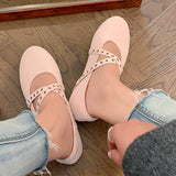 KYLETHOMASW  -  Spring Summer New Women Flats Genuine Leather Ballet Flats Round Toe Buckle Strap Casual Comfortable Shoes Woman Concise