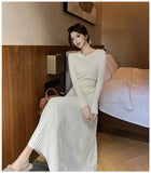 KYLETHOMASW  -  Autumn Winter Korean Minimalist Gentle Style 2 Piece Set Women Knitted Top+High-waisted Skirt Sweater Set Fashion Office Lady