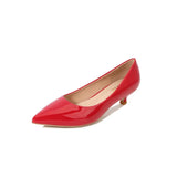 KYLETHOMASW  -  elegant ladies patent leather shoes pointed toe candy color low heel pumps women shallow mouth single leather pumps big size 43