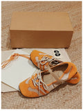 KYLETHOMASW  -  Fashion Sewing Lace-up Design Ballet Flats Women Retro Square Toe Narrow Band Buckle Sneakers Comfortable Soft-soled Casual Shoe