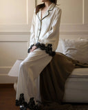 KYLETHOMASW  -  Women French Style Spring Long Sleeve  Sleepwear Set Home Comfortable V-Neck Home Clothes