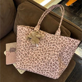 KYLETHOMASW  -  Hot Girl Sweet Cute Pink Leopard Handbag Women Large Capacity Canvas Shoulder Bag Ladies Everyday Commute Versatile Underarm Bag