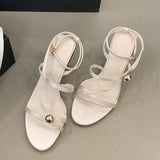 KYLETHOMASW  -  Fashion Ankle Strap Women Thin Heels Sandals Shoes Female Round Toe Footwear Party Ladies High Heels Sandals Shoes Pumps