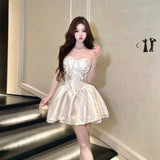 KYLETHOMASW  -  High Quality Luxury Chest Hugging Dresses Spring Women Sleeveless Backless Ball Gown Dress Summer High Waist Zipper Mini Dress