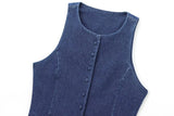 KYLETHOMASW  -  British Minimalist Women's Single Breasted Denim Vest Tank Tops Sleeveless Jacket Women