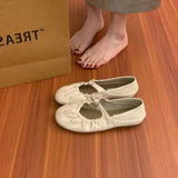 KYLETHOMASW  -  Ballet pleated strap round-toe flat shoes spring commuter loafers French Mary Janes