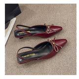 KYLETHOMASW  -  Women Pointed Toe Heeled Sandals Bow Sexy Slippers Slingback Summer Shoes Party 2025 Trend New Fashion Dress Woman Shoes Zapatos