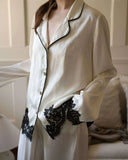 KYLETHOMASW  -  Women French Style Spring Long Sleeve  Sleepwear Set Home Comfortable V-Neck Home Clothes