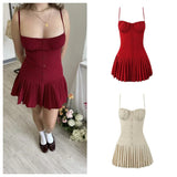 KYLETHOMASW  -  European and American style new slim suspender dress fashionable sexy hot girl pleated skirt
