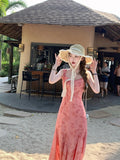 KYLETHOMASW  -  Vintage Y2k Spaghetti Strap Dress Women New Casual Print Midi Dress Female Korean Slim Beach Boho One Pieces Vestidos