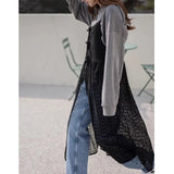 KYLTHOMASW  -   Women Summer Hollow Out Lace Up Long Lace Dress French Vintage Y2k Dress Korean Retro Fashion Clothing Beach Style