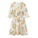 KYLETHOMASW  -  New Women Floral Print Casual Summer Wrap Dress Cross V Neck A-line Short Robe French Style Holiday Dresses