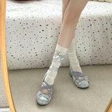 KYLETHOMASW  -  Lace Cross Strap Women Mary Jane Shoes Fashion Sweet Butterfly-knot Thick Heel Shoes Spring Autumn Ladies Elegant Dress Pumps