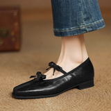 KYLETHOMASW  -  Mary Jane New Women Shoes Ballet Bow Square Toe Mid Heels Nude Shoes Fashion Casual Elegant Shallow Pumps