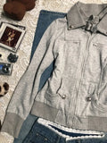 KYLETHOMASW  -  Harajuku Vintage Gray Sweatshirt Women Early Autumn New Long Sleeve Jackets Y2k Streetwear Punk Stand Collar Coat