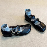 KYLETHOMASW  -  Double Buckle Strap Tabis Shoes Ladies Solid Leather Mary Janes Low Heeled Flats Woman Trotters Loafers Barefoot Walking Shoes