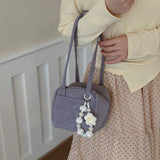 KYLETHOMASW  -  Women's Cute Mini Leather Flower Bead Charm Handbag Sweet Casual Aesthetic Daily Dating Simple Shoulder Bag New Trend