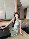 KYLETHOMASW  -  New Chinese Style 2 Piece Set Women's Summer Sleeveless Cheongsam Top Wide Leg Pants Elegant Outfit