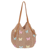 KYLETHOMASW  -  Cute Hollow Out Butterfly Knitting Bag Beach Handbag Tote Bag Beach Bag Large Capacity Bohemian Style Hollow Shoulder Bag Travel