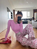 KYLETHOMASW  -  Y2k American Loose Slim Women Jeans High Waist Pink New Straight Pants Female Chicly Fashion Street Casual Woman Jeans