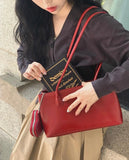 KYLETHOMASW  -  Korean Style Red Shoulder Bags Purse Women Versatile Pu Leather Y2k Handbag Ladies Large Capacity Underarm Bag