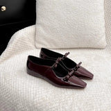 KYLETHOMASW  -  Woman Shoes Vintage Punk Style Versatile Square Head Thick Heel Mary Jane Shoes Women's Bow Women's Shoes Red Mary Janes