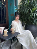 KYLETHOMASW  -  French Vintage Midi Dress Women Casual Long Sleeve Elegant Dress Beach Style Even Party Clothing Korean Fashion Chic